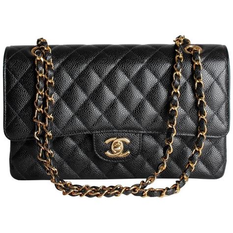 chanel black caviar classic flap|Large classic handbag, Grained calfskin & gold.